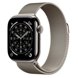 Apple Watch Series 11 GPS + Cellular 42mm Boitier en Titane Naturel avec Bracelet Milanais Naturel