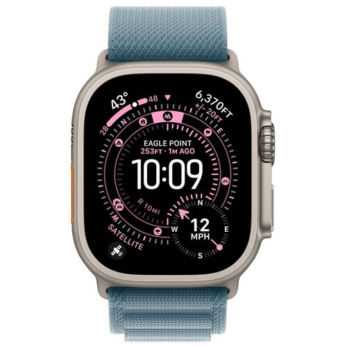 Apple Watch Ultra 3 GPS + Cellular 49mm Boitier en Titane Naturel avec Boucle Alpine bleu clair Medium