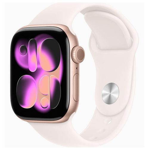 Apple Watch Series 11 GPS 42mm Boitier en Aluminium Or Rose avec Bracelet Sport Rose Tendre S/M