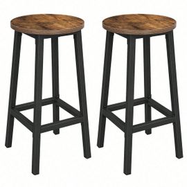 Tabouret De Bar, Lot De 2, Hauteur 65 Cm, Style Industriel, Marron Rustique