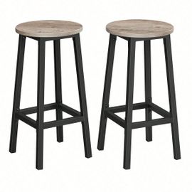 Tabouret De Bar, Lot De 2, Hauteur 65 Cm, Style Industriel, Couleur Grège