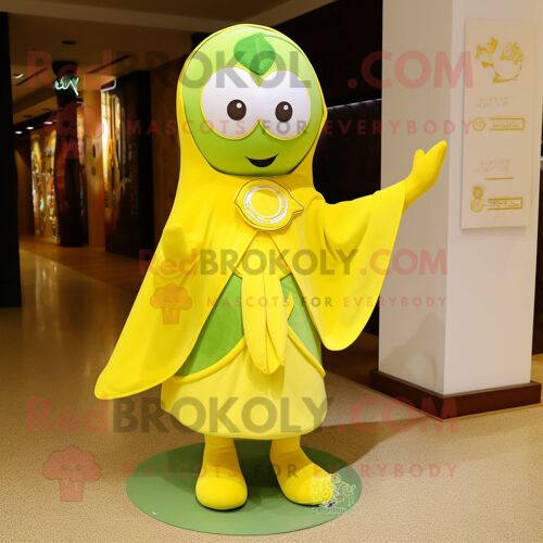 Personnage De Costume De Mascotte Redbrokoly De Trèfle À Quatre Feuilles Jaune Citron Habillé D'un Legging Et De Châles