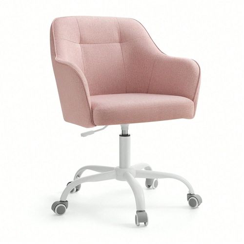 Chaise De Bureau, Fauteuil Ergonomique, Siège Pivotant, Réglable En Hauteur, Capacité De Charge 110 Kg, Rose