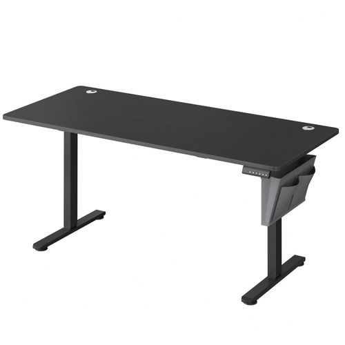 Bureau Électrique Assis-Debout, Bureau Réglable En Hauteur, 70 X 160 X (72-120) Cm, 4 Hauteurs Mémorisables, Pochette De Rangement, Noir