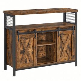 Buffet Avec 2 Portes, 100 X 33 X 80 Cm, Étagères Réglables, Style Industriel, Marron Rustique Et Noir