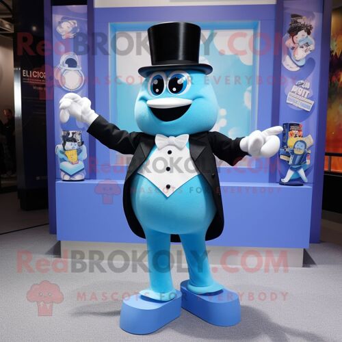Personnage De Costume De Mascotte Redbrokoly Bracelet Bleu Ciel Habillé D'un Smoking Et De Broches
