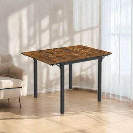 Table De Salle À Manger Pliable, Extensible, Avec Abattants, Marron Rustique