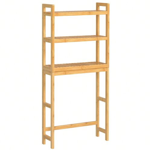 Étagère Wc, Rangement Au-Dessus Des Toilettes, 3 Niveaux, Avec Étagère Réglable, Convient À La Plupart Des Toilettes, Beige Naturel
