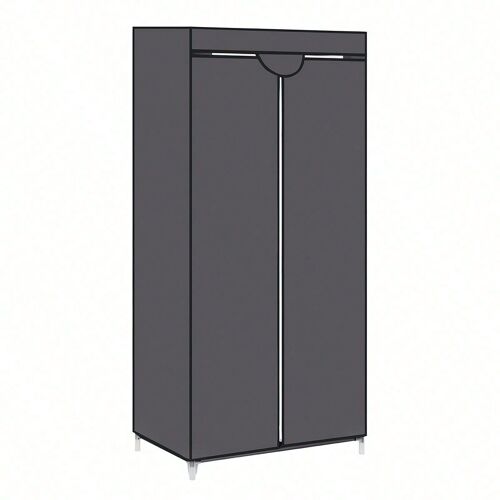 Armoire en tissu, Penderie Pliante avec tringle de suspension, Dressing Simple, Organiseur pour jouets, Chaussures, Sacs, Salon, 75 x 45 x 160cm, Gris