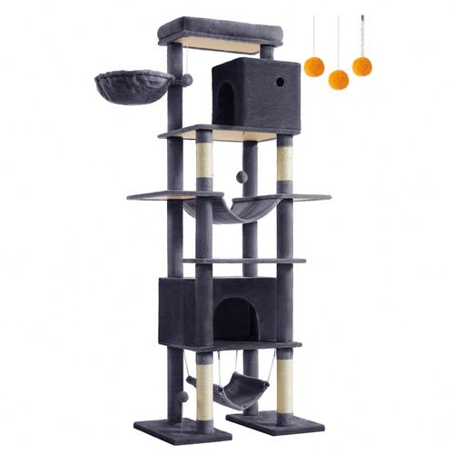 Arbre À Chat, Forme De Tour, Taille Xxl, Multi-Niveaux, Gris Foncé