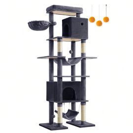 Arbre À Chat, Forme De Tour, Taille Xxl, Multi-Niveaux, Gris Foncé