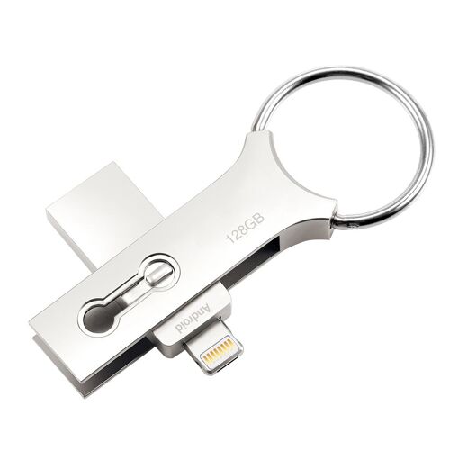 Clé USB iPhone iPad u-Disk Etanche Lightning iOS 128 Go Empreinte Digitale - YONIS