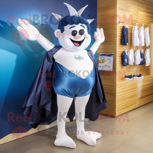 Personnage De Costume De Mascotte Redbrokoly De Fée Des Dents Bleu Marine Habillé D'un Maillot De Bain Et De Lacets De Chaussures