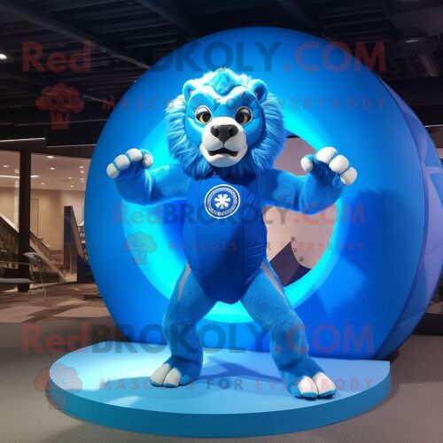 Personnage De Costume De Mascotte Redbrokoly Blue Tamer Lion Habillé D'un Bikini Et D'anneaux
