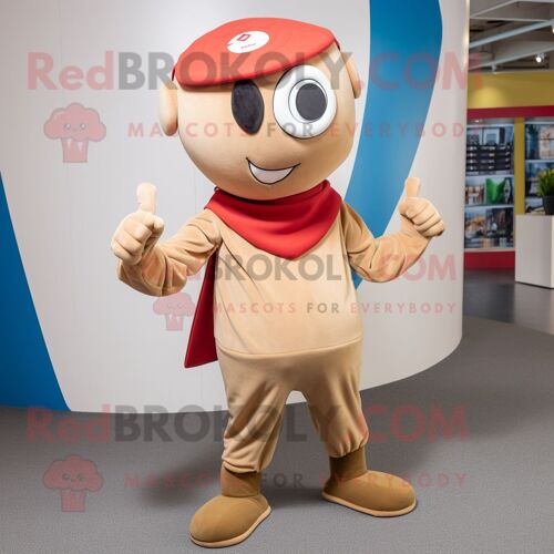 Personnage De Costume De Mascotte Redbrokoly De Super-Héros Beige Habillé D'une Jupe Et De Bonnets