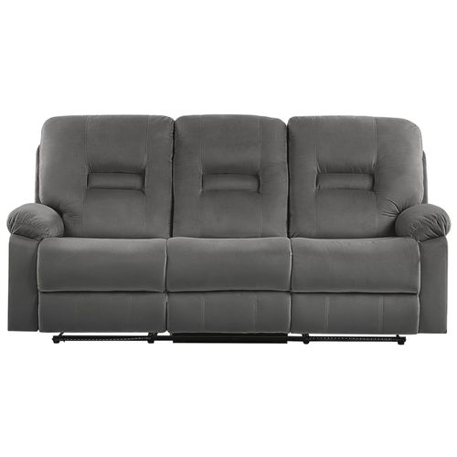 Canapé En Velours Gris 3 Places Inclinable Avec Led Et Port Usb Bergen