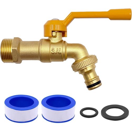 Robinet extérieur jardin 3/4,Robinet Exterieur Jardin en Laiton,Robinet de jardin universel sphérique,Antigel -20 ¿,Résistance à Haute Température 120 ¿ Pour Jardin,Baril de Pluie