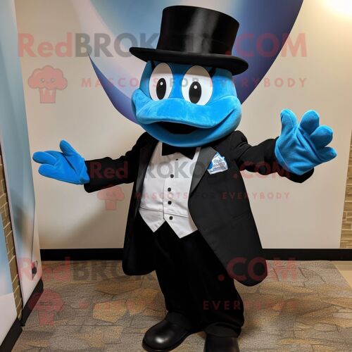 Mascotte Redbrokoly De Personnage Pendentif Bleu Habillé D'un Smoking Et De Bandeaux
