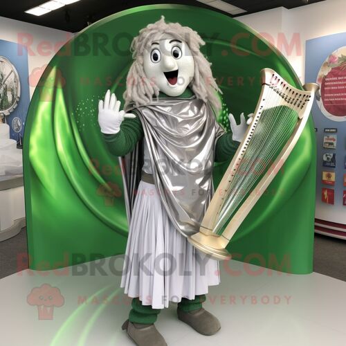 Mascotte Redbrokoly De Harpe Celtique Argentée Habillée D'un Jogging Et De Cravates