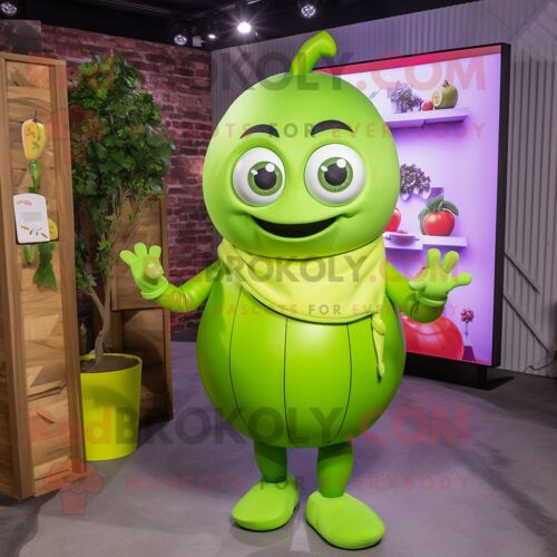 Personnage De Costume De Mascotte Redbrokoly De Raisin Vert Citron Vêtu D'un Col Roulé Et D'anneaux
