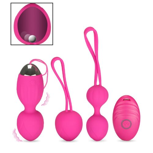 Pack Deux Boules De Geisha Et Un Oeuf Vibrant Télécommandé- Sans Fil Pour Femme Et Couple