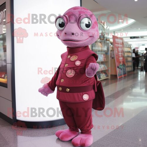 Personnage De Costume De Mascotte Redbrokoly Rose Marron Habillé D'un Col Roulé Et De Porte-Monnaie