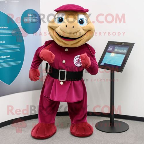 Personnage De Costume De Mascotte Redbrokoly Rose Marron Habillé D'un Col Roulé Et De Porte-Monnaie