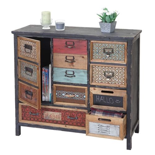 Placard De Pharmacien Hwc-A43, Commode, Bois Massif De Sapin, Vintage, Style Shabby 90x84x32cm