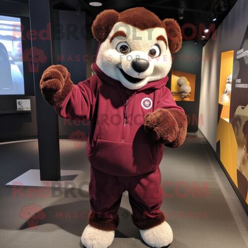 Personnage De Costume De Mascotte Redbrokoly De L'alliance Marron Habillé D'un Sweat-Shirt Et D'enveloppes