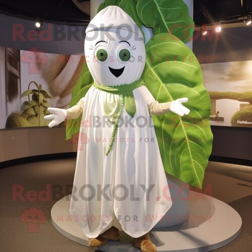 Personnage De Costume De Mascotte Redbrokoly De Haricot Blanc Habillé D'une Jupe Portefeuille Et De Cravates