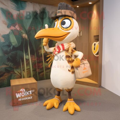 Personnage De Costume De Mascotte Redbrokoly De Pic Beige Vêtu D'un Bikini Et De Sacs À Main