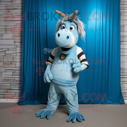 Personnage De Costume De Mascotte Redbrokoly Blue Quagga Habillé D'un Pantalon En Velours Côtelé Et De Porte-Clés