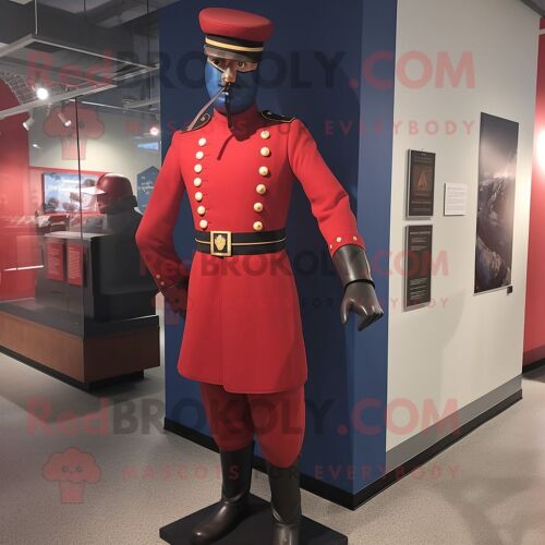 Personnage De Costume De Mascotte Redbrokoly De Soldat De La Guerre Civile Rouge Habillé D'un Rashguard Et De Casquettes