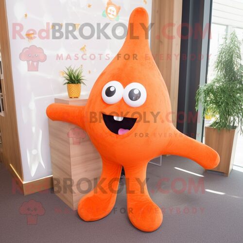 Personnage De Costume De Mascotte Redbrokoly D'étoile De Mer Orange Habillé D'un Legging Et De Boucles D'oreilles