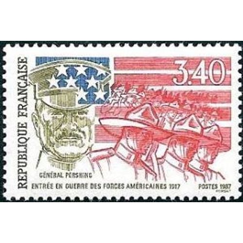 Timbre France 1987 Oblitéré - Général Pershing - Entrée En Guerre Des Forces Américaines - 3.40 Yt2477