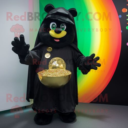Personnage De Costume De Mascotte Redbrokoly Black Pot Of Gold Habillé D'une Couverture Et De Mitaines