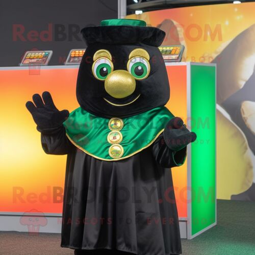 Personnage De Costume De Mascotte Redbrokoly Black Pot Of Gold Habillé D'une Couverture Et De Mitaines