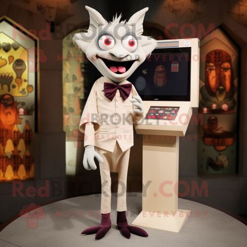Mascotte Redbrokoly De Personnage De Vampire Beige Habillé D'une Robe Midi Et De Pochettes