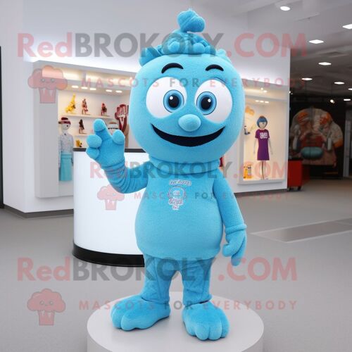 Personnage De Costume De Mascotte Redbrokoly Pendentif Bleu Ciel Habillé D'un Pull Et De Colliers