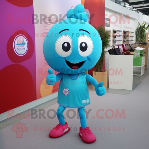Personnage De Costume De Mascotte Redbrokoly Turquoise Plum Vêtu D'un Short De Course Et De Pinces À Cheveux