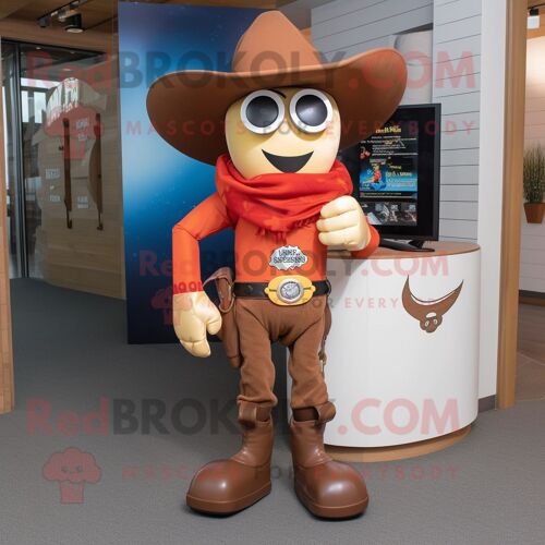 Personnage De Costume De Mascotte Redbrokoly Rust Cowboy Habillé D'un Maillot De Bain Et De Porte-Clés
