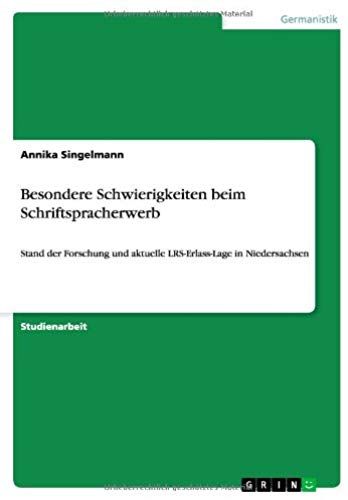 Besondere Schwierigkeiten Beim Schriftspracherwerb