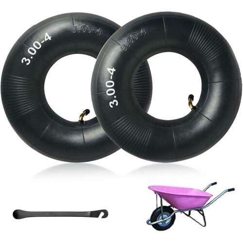 MEVRONISSHOP-Chambre à air Remorque, 2 Pièces 3.00-4 Chambres à air Caoutchouc Noir pour Chariot à Main, pour brouette remorque monocycle de Tondeuse à Gazon Chariot de Jardin et Scooter