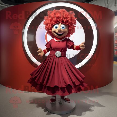 Maroon Plate Spinner Personnage De Costume De Mascotte Redbrokoly Habillé Avec Une Culotte Et Des Bracelets De Cheville