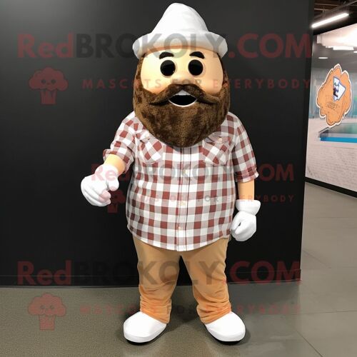 Personnage De Costume De Mascotte Redbrokoly De Cornet De Crème Glacée Blanc Habillé D'une Chemise En Flanelle Et De Pinces À Chaussures
