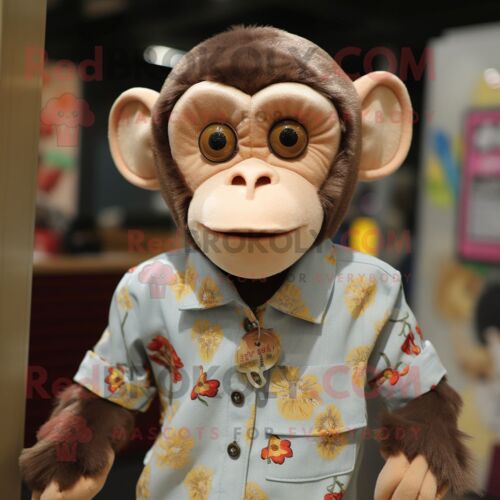 Costume De Mascotte Redbrokoly De Singe Personnage Habillé D'un Chemisier Et De Boucles D'oreilles