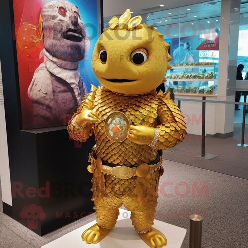 Personnage De Costume De Mascotte Redbrokoly Bracelet En Or Habillé D'un Rash Guard Et De Porte-Monnaie