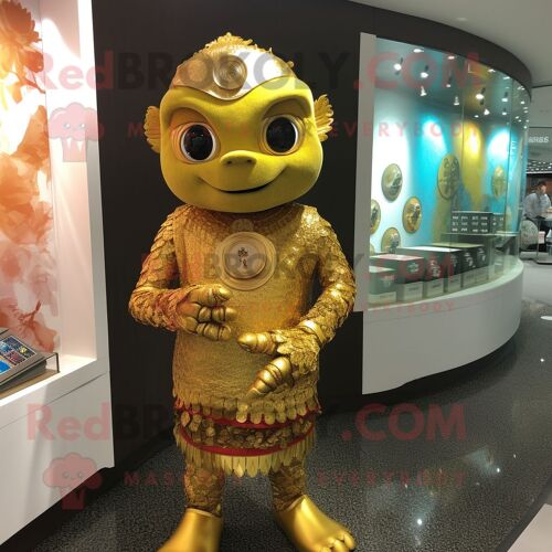 Personnage De Costume De Mascotte Redbrokoly Bracelet En Or Habillé D'un Rash Guard Et De Porte-Monnaie