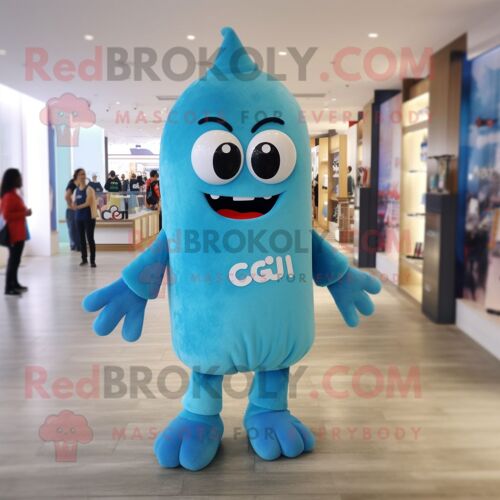 Personnage De Costume De Mascotte Redbrokoly Cyan Aglet Habillé D'un T-Shirt Graphique Et De Boucles D'oreilles