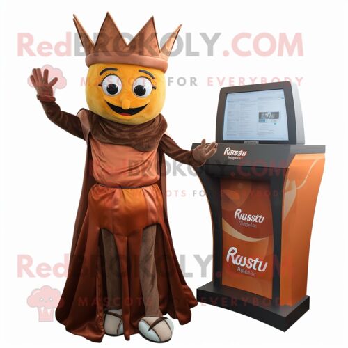 Personnage De Costume De Mascotte Redbrokoly Rust Queen Habillé D'un Sweat À Capuche Et De Cravates